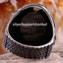 925 Sterling Silver Ottoman Tughra Black Onyx Stone Men Ring silverbazaaristanbul 