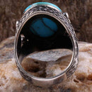 925 Sterling Silver Ottoman Tughra Turquoise Stone Mens Ring silverbazaaristanbul 