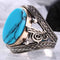 925 Sterling Silver Ottoman Tughra Turquoise Stone Mens Ring silverbazaaristanbul 