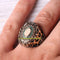 925 Sterling Silver Oval Green Multi Emerald Stone Mens Ring silverbazaaristanbul 