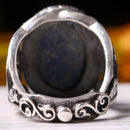 925 Sterling Silver Oval Natural Lapis Stone Luxury Mens Ring silverbazaaristanbul 