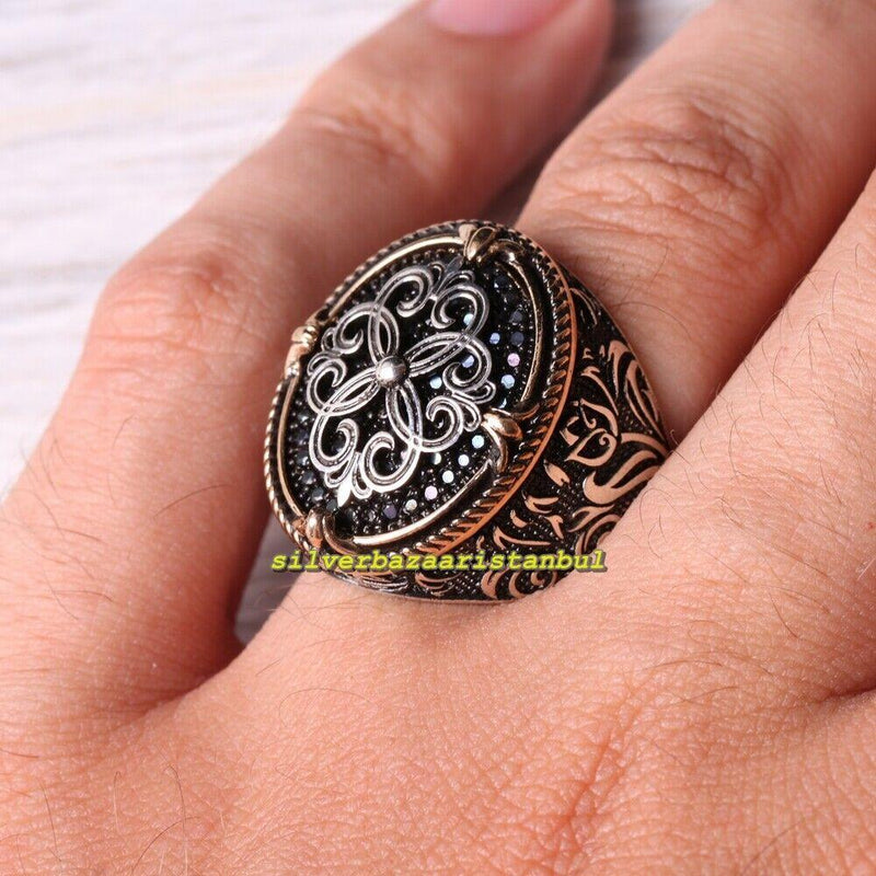 925 Sterling Silver Oval Small Onyx Stone Mens Ring silverbazaaristanbul 