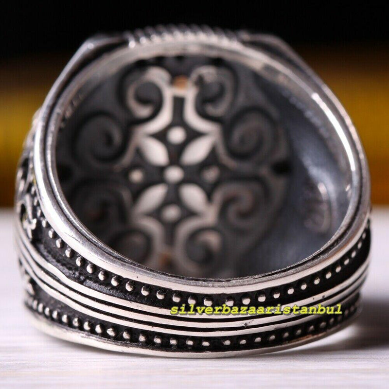 925 Sterling Silver Popular Original White Zircon Stone Mens Ring silverbazaaristanbul 
