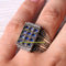 925 Sterling Silver Rectangle Shape Blue Sapphire Stone Mens Ring silverbazaaristanbul 