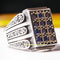 925 Sterling Silver Rectangle Shape Blue Sapphire Stone Mens Ring silverbazaaristanbul 