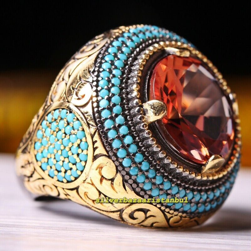 925 Sterling Silver Round Alexandrite Color Changing Stone Mens