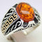 925 Sterling Silver Round Orange Amber Stone Mens Ring silverbazaaristanbul 