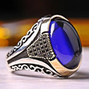 925 Sterling Silver Sapphire and Onyx Stone Luxury Mens Ring silverbazaaristanbul 