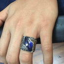 925 Sterling Silver Sapphire Stone Leaf Mens Ring silverbazaaristanbul 