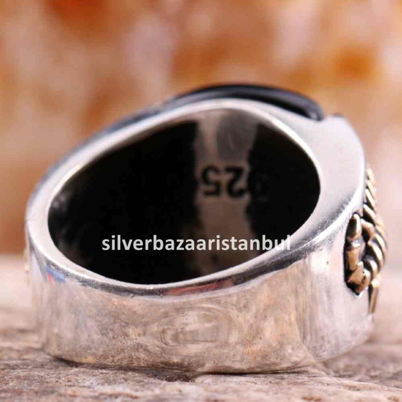 925 Sterling Silver Scorpion Black Onyx Stone Mens Ring silverbazaaristanbul 