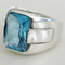 925 Sterling Silver Shiny Aquamarine Stone Mens Man Ring silverbazaaristanbul 