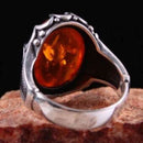 925 Sterling Silver Solid Orange Amber Stone Mens Ring silverbazaaristanbul 