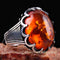 925 Sterling Silver Solid Orange Amber Stone Mens Ring silverbazaaristanbul 