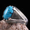 925 Sterling Silver Solid Turquoise Blue Stone Mens Ring silverbazaaristanbul 