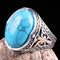 925 Sterling Silver Solid Turquoise Blue Stone Mens Ring silverbazaaristanbul 