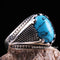 925 Sterling Silver Solid Turquoise Blue Stone Mens Ring silverbazaaristanbul 