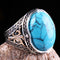 925 Sterling Silver Solid Turquoise Blue Stone Mens Ring silverbazaaristanbul 
