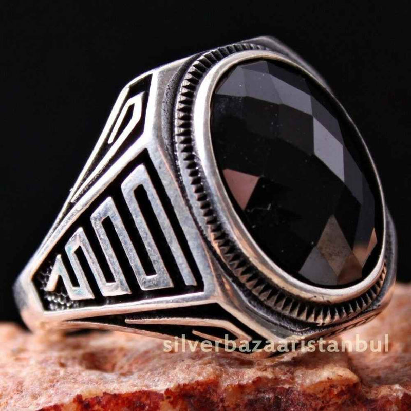 925 Sterling Silver Special Black Onyx Stone Men Man Ring silverbazaaristanbul 