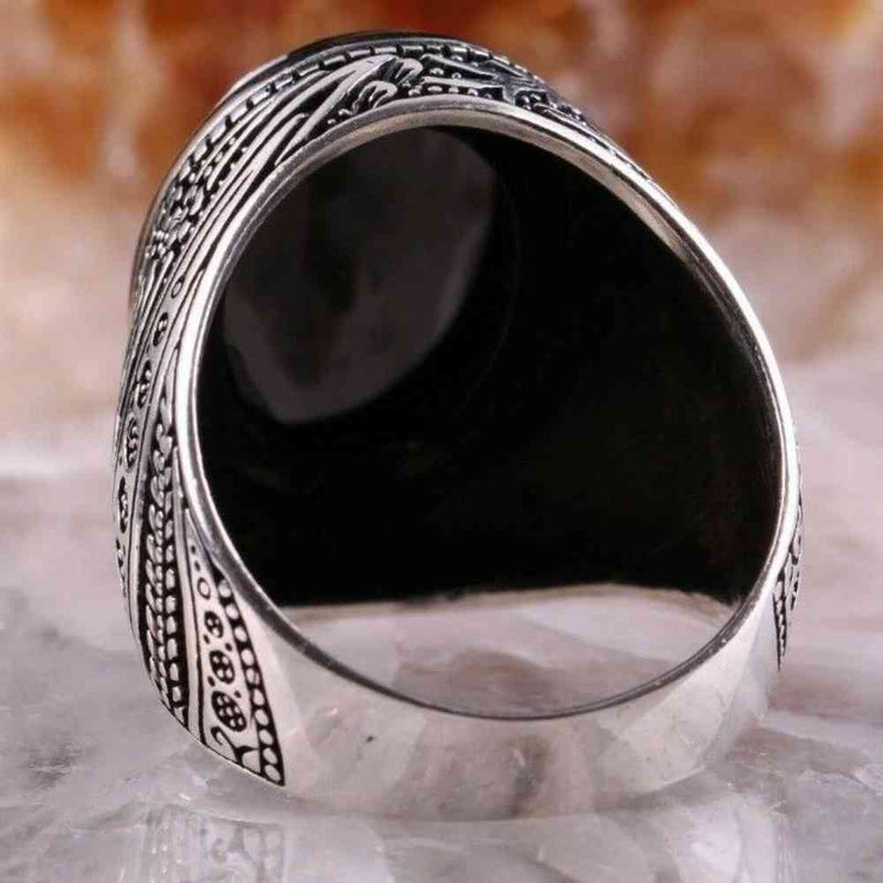 925 Sterling Silver Special Black Onyx Stone Mens Ring silverbazaaristanbul 