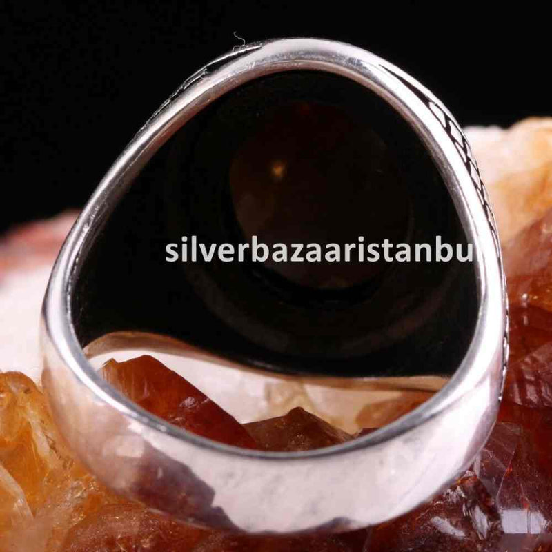 925 Sterling Silver Special Black Onyx Stone Mens Ring silverbazaaristanbul 