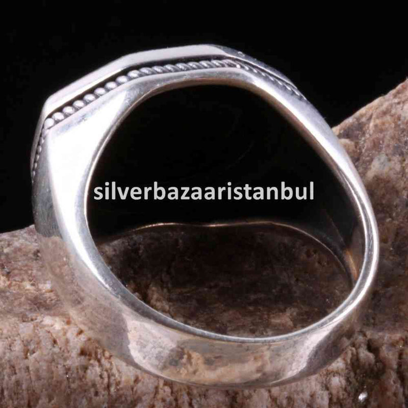 925 Sterling Silver Special Black Onyx Stone Mens Ring silverbazaaristanbul 