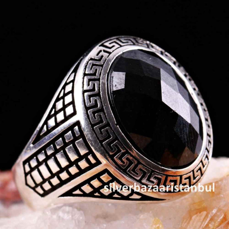 925 Sterling Silver Special Black Onyx Stone Mens Ring silverbazaaristanbul 
