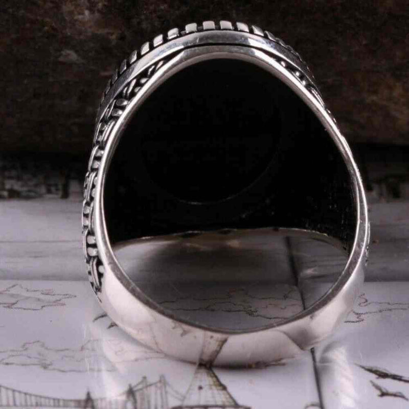 925 Sterling Silver Special Black Onyx Stone Mens Ring silverbazaaristanbul 
