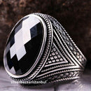 925 Sterling Silver Special Black Onyx Stone Mens Ring silverbazaaristanbul 