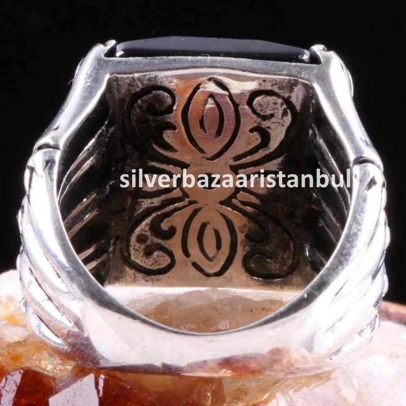 925 Sterling Silver Special Black Onyx Stone Mens Ring silverbazaaristanbul 