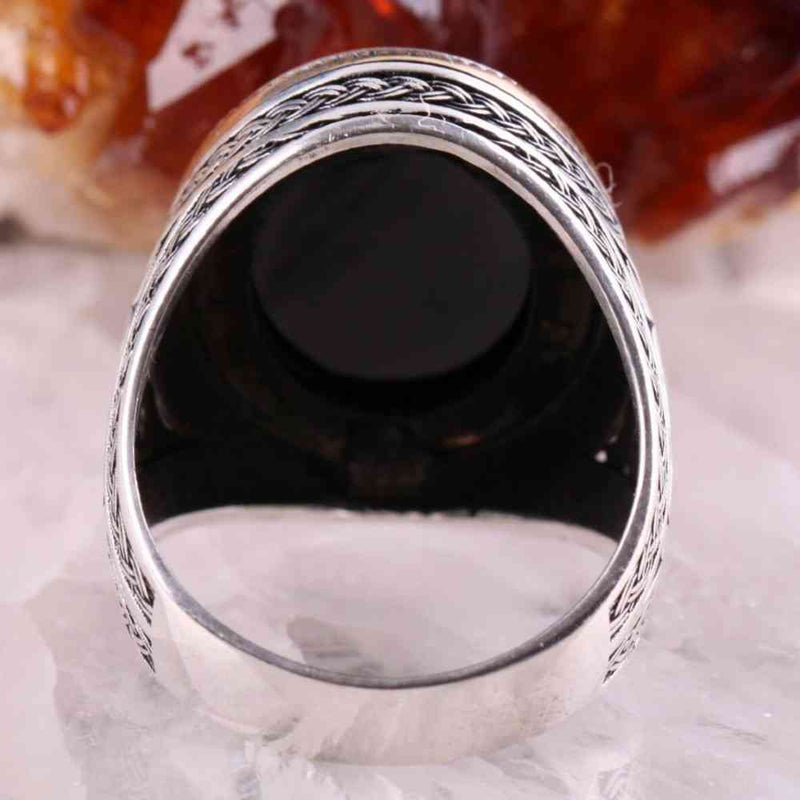 925 Sterling Silver Special Black Onyx Stone Mens Ring silverbazaaristanbul 