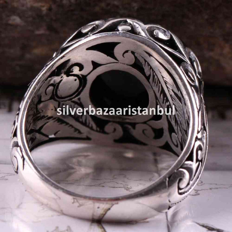 925 Sterling Silver Special Black Onyx Stone Mens Ring silverbazaaristanbul 