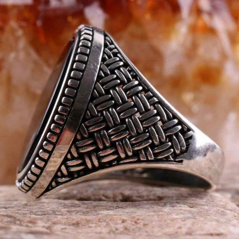 925 Sterling Silver Special Black Onyx Stone Mens Ring silverbazaaristanbul 