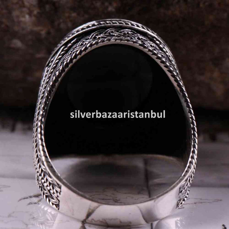 925 Sterling Silver Special Black Onyx Stone Mens Ring silverbazaaristanbul 