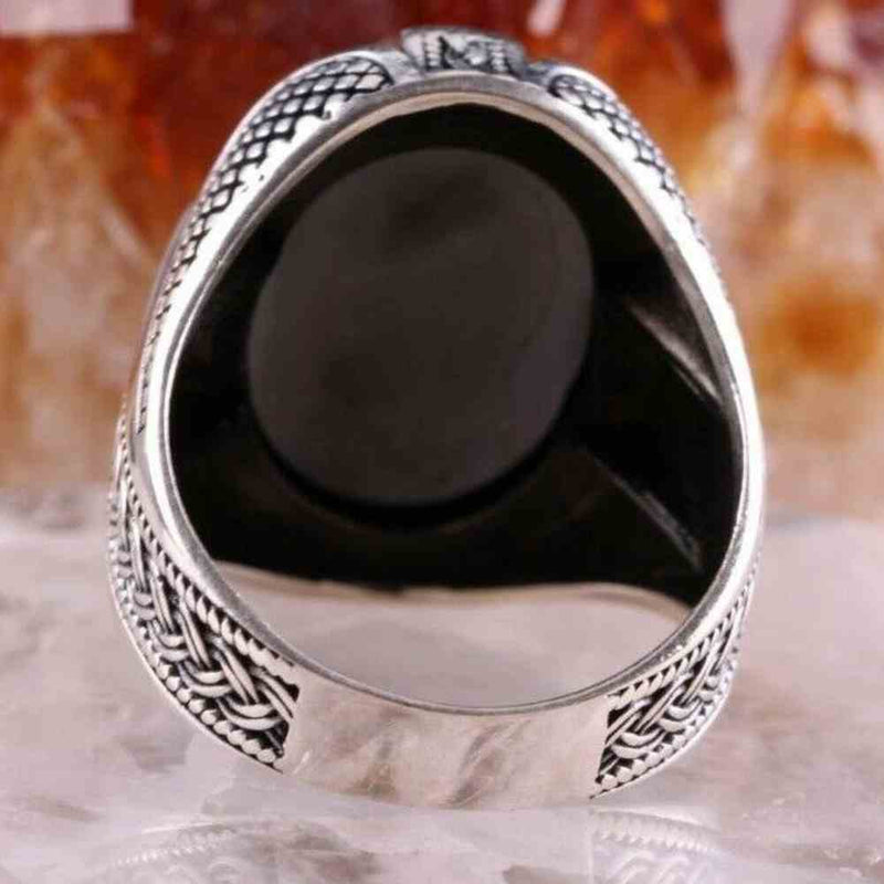 925 Sterling Silver Special Black Onyx Stone Mens Ring silverbazaaristanbul 