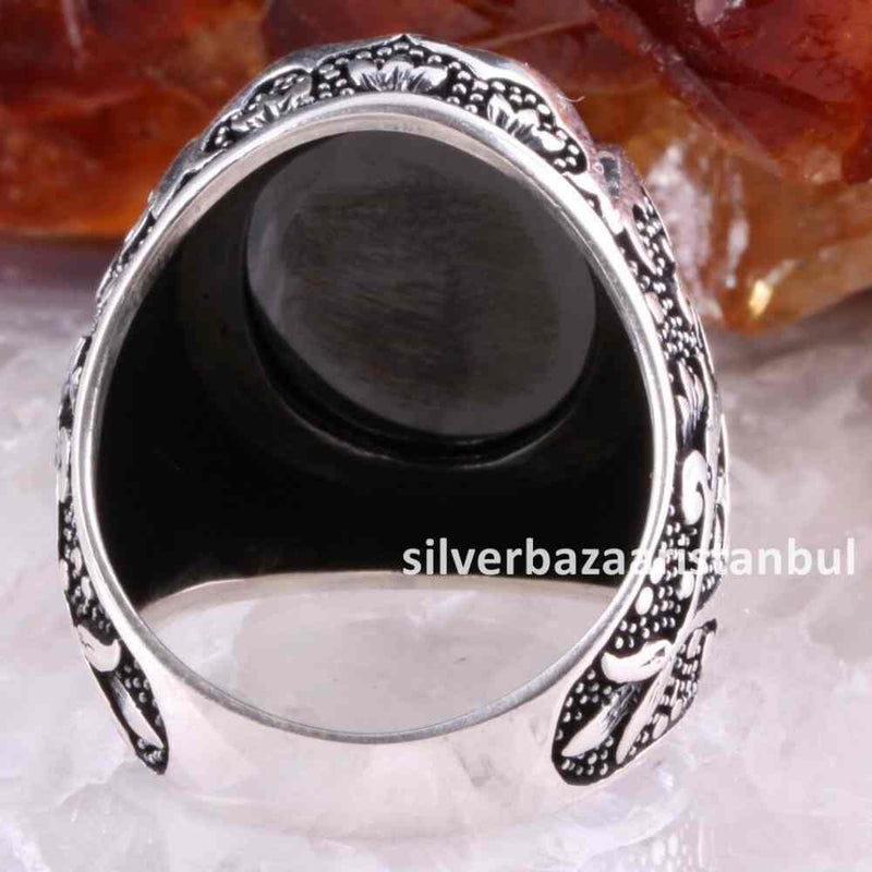 925 Sterling Silver Special Black Onyx Stone Mens Ring silverbazaaristanbul 