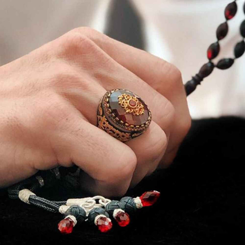 925 Sterling Silver Special Ruby Stone Luxury Mens Ring silverbazaaristanbul 
