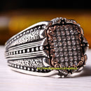 925 Sterling Silver Special White Zircon Stone Mens Ring silverbazaaristanbul 