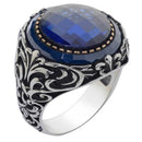 925 Sterling Silver Stylish Sapphire Stone Mens Ring silverbazaaristanbul 