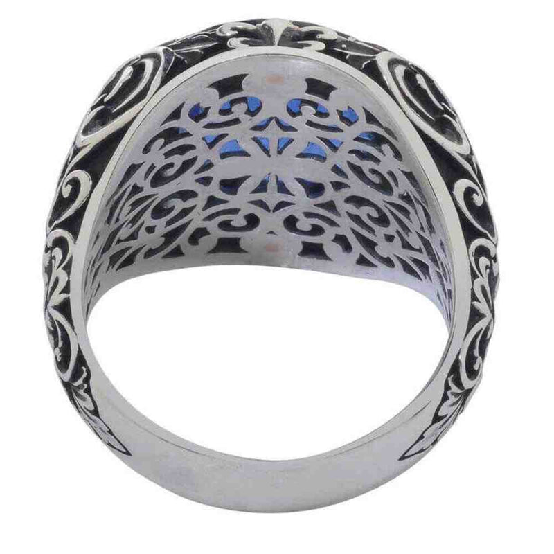 925 Sterling Silver Stylish Sapphire Stone Mens Ring silverbazaaristanbul 