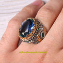 925 Sterling Silver Tourmaline and Emerald Stone Mens Ring silverbazaaristanbul 