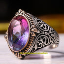 925 Sterling Silver Turkish Nice Color Tourmaline Stone Mens Ring silverbazaaristanbul 