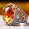 925 Sterling Silver with Fossil Amber and Citrine Stone Mens Ring silverbazaaristanbul 