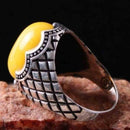Agate Yellow Stone 925 Sterling Silver Mens Ring silverbazaaristanbul 