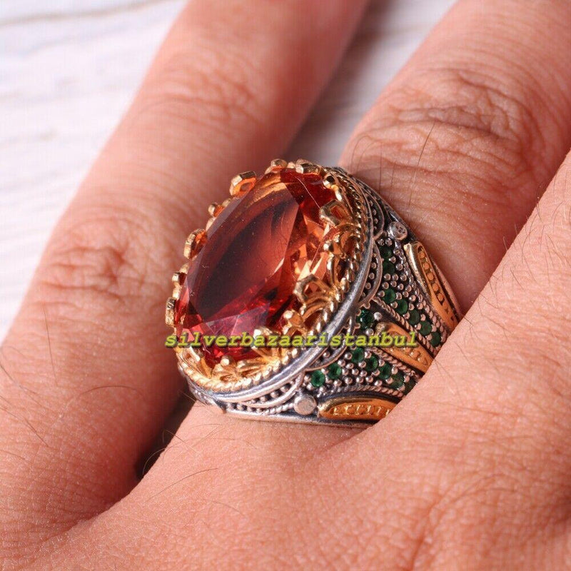 Alexandrite Color Changing New 925 Sterling Silver Mens Ring silverbazaaristanbul 