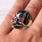 Angry Skull Gothic Ruby Stone 925 Sterling Silver Mens Ring silverbazaaristanbul 
