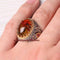 Ant Fossil Amber and Ruby Stone 925 Sterling Silver Mens Ring silverbazaaristanbul 