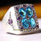 Aquamarine and Amethyst Stone Luxury 925 Sterling Silver Mens Ring silverbazaaristanbul 