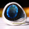 Aquamarine and Sapphire Stone 925 Sterling Silver Mens Ring silverbazaaristanbul 