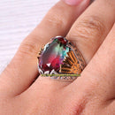 Best Green Red Tourmaline Gemstone 925 Sterling Silver Mens Ring silverbazaaristanbul 