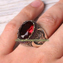 Big and Small Multi Stone 925 Sterling Silver Red Ruby Mens Ring silverbazaaristanbul 